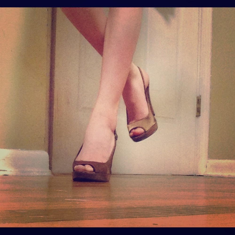 Gold stiletto heels